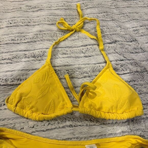 Aerie textured Floral Yellow High Waisted Bikini Medium - Picture 2 of 6